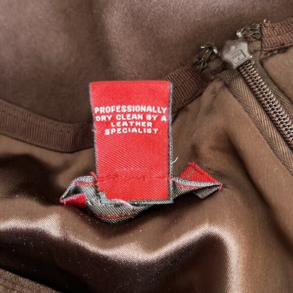 Sundance brown suede paneled asymmetrical midi skirt size 12 - Picture 12 of 12